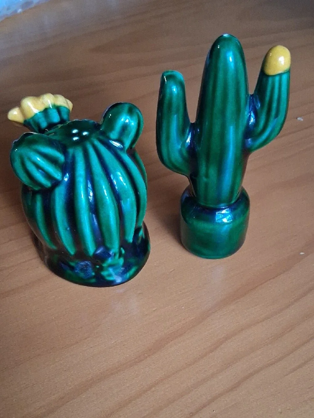 Green Ceramic Cactus Salt and Pepper Shaker Set